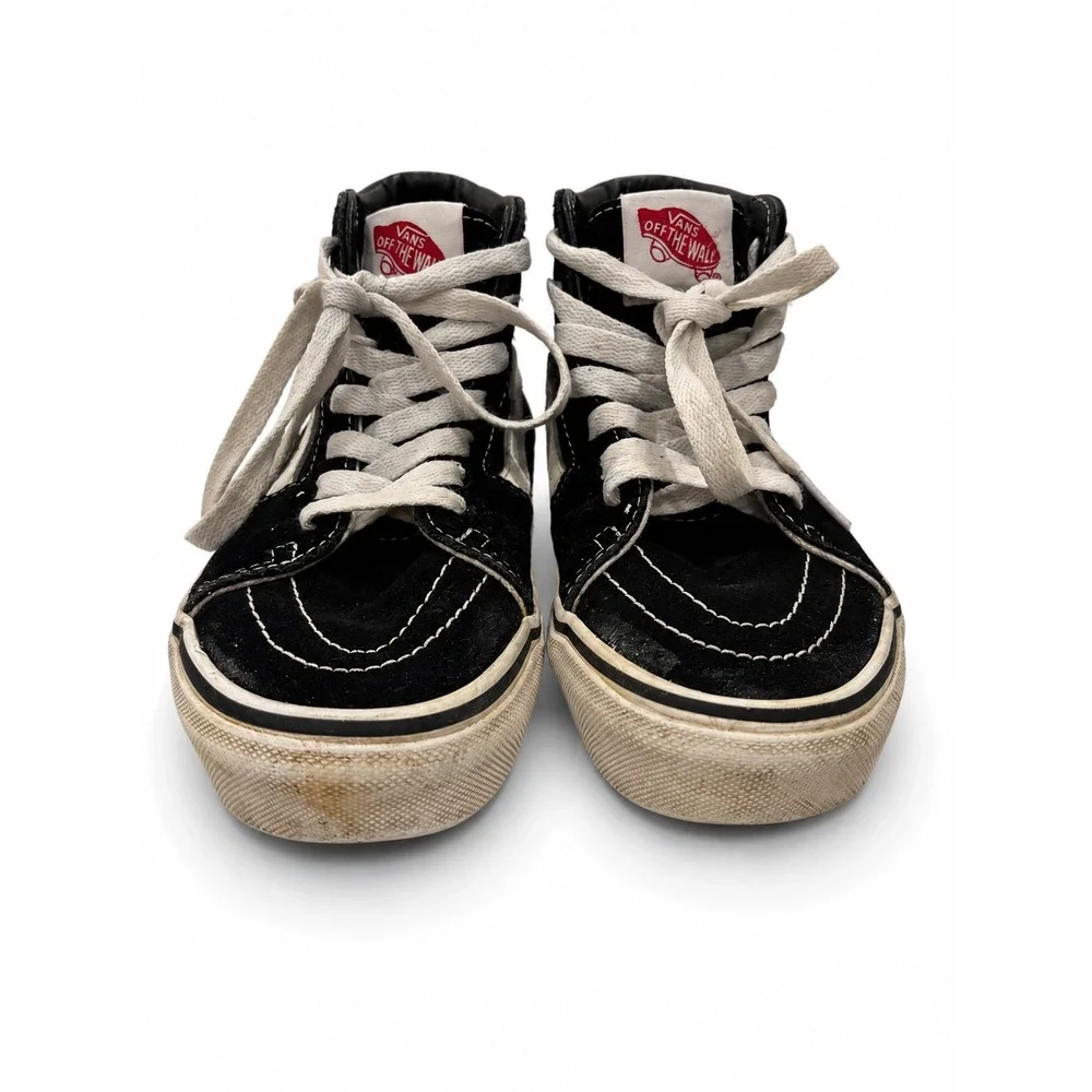 Vans Sk8-Hi High Top Black/White Sneaker Kids Size 2 Fair Condition